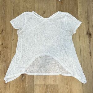 WHITE LULULEMON SEE THROUGH SHORT SLEEVE TOP